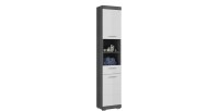 Armoire de rangement 6 portes avec miroirs + penderie et tiroirs – Chêne clair – BODITE 