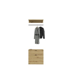 Armoire de rangement 6 portes avec miroirs, penderie et 4 tiroirs – Chêne clair – BODITE 