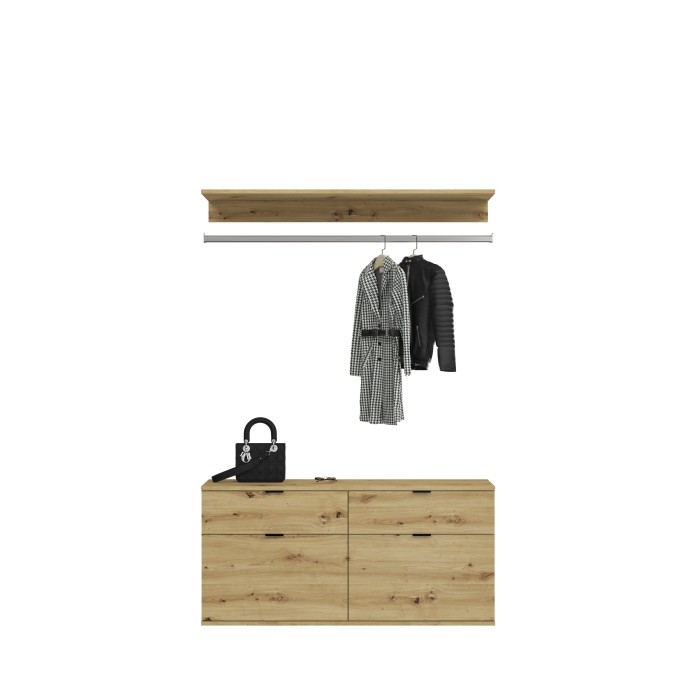 Armoire de rangement 6 portes + 4 tiroirs – Chêne clair – BODITE 