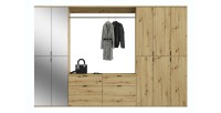 Armoire de rangement 10 portes avec miroirs + penderie + 4 tiroirs – Chêne clair – BODITE 