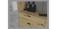 Armoire de rangement 10 portes avec miroirs + penderie + 4 tiroirs – Chêne clair – BODITE 