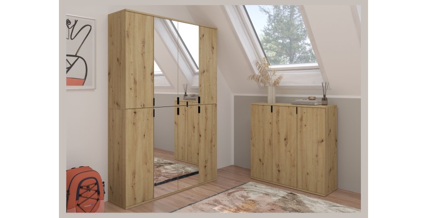 Buffet 4 portes – Chêne clair – BODITE 