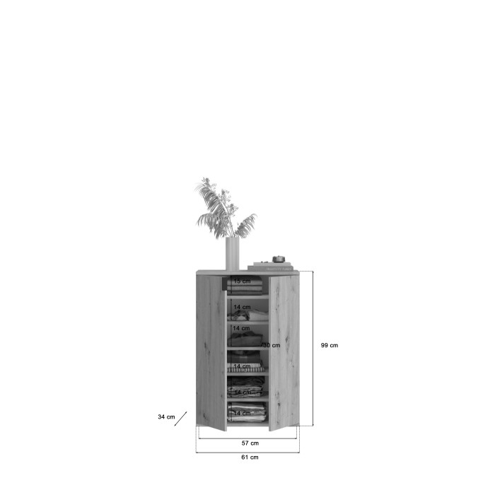 Buffet 6 portes – Chêne clair – BODITE 