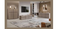 Ensemble meubles de salon HAVANA – Buffet haut, meuble TV, buffet bas – Design moderne beige et noir