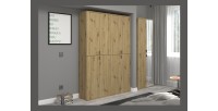 Armoire 2 portes avec miroir – Chêne clair – BODITE 