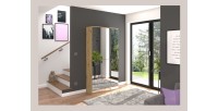 Armoire 2 portes avec miroir – Chêne clair – BODITE 