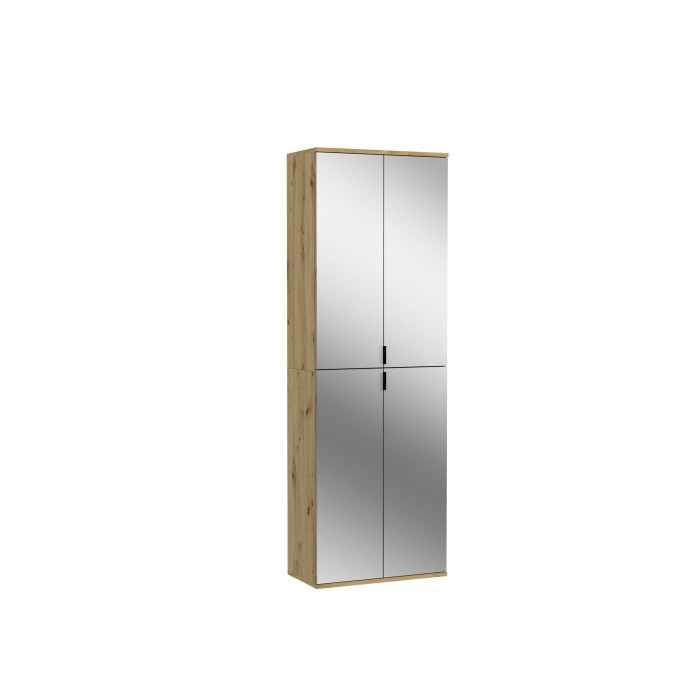 Armoire 4 portes avec miroirs – Chêne clair – BODITE 