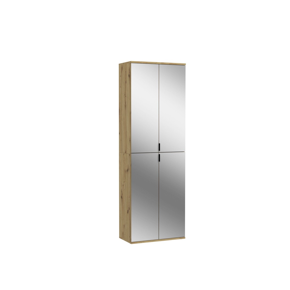 Armoire 4 portes avec miroirs – Chêne clair – BODITE 