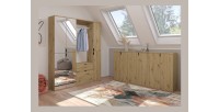 Armoire 4 portes avec miroirs – Chêne clair – BODITE 