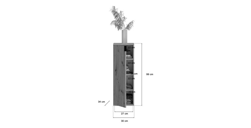 Meuble de rangement 1 porte – Chêne clair – BODITE 