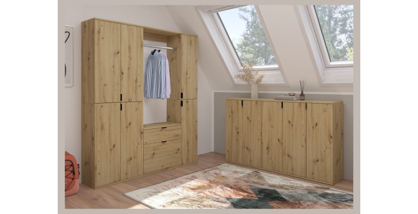 Meuble de rangement 1 porte – Chêne clair – BODITE 