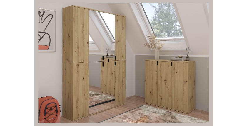 Meuble de rangement 1 porte – Chêne clair – BODITE 
