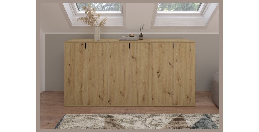 Meuble de rangement 2 portes – Chêne clair – BODITE 