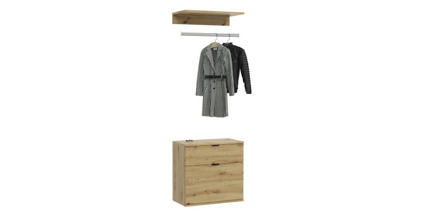 Meuble de rangement 2 tiroirs – Chêne clair – BODITE 