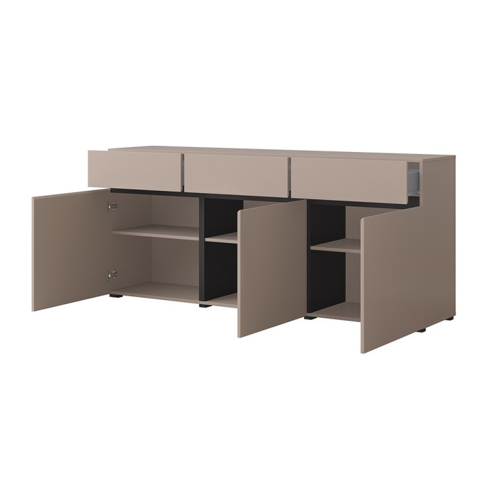 Conjunto de muebles de sala HAVANA - Aparador alto, mueble para TV, aparador bajo - Diseño moderno en beige y negro