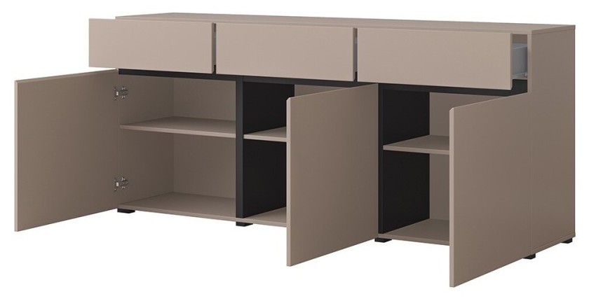 Ensemble meubles de salon HAVANA – Buffet haut, meuble TV, buffet bas – Design moderne beige et noir