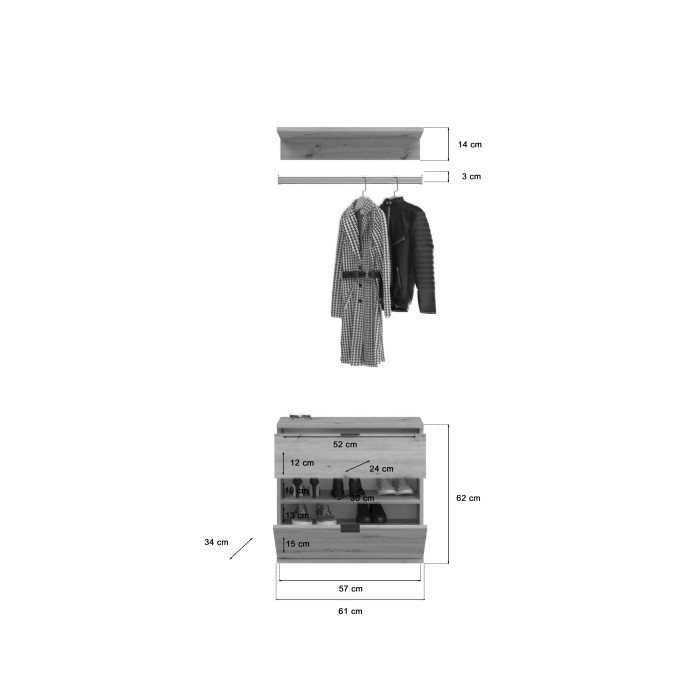 Meuble de rangement 2 tiroirs – Chêne clair – BODITE 