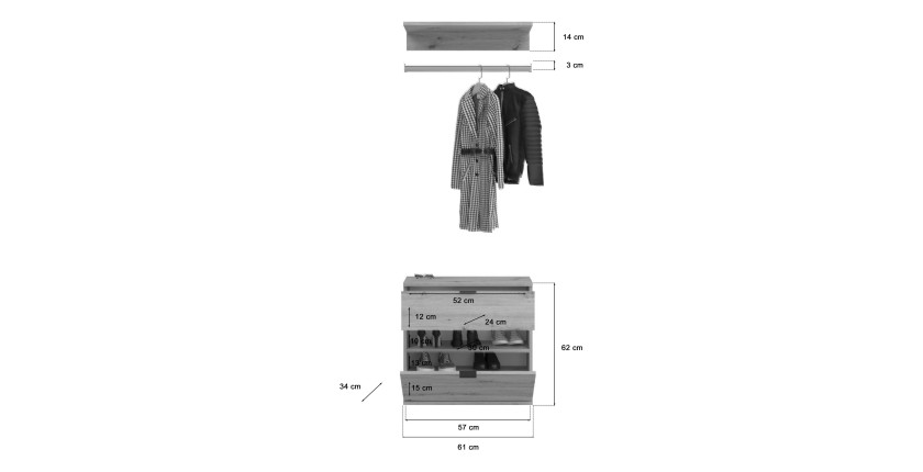 Meuble de rangement 2 tiroirs – Chêne clair – BODITE 