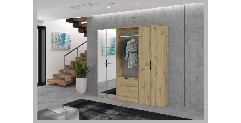 Meuble de rangement 2 tiroirs – Chêne clair – BODITE 