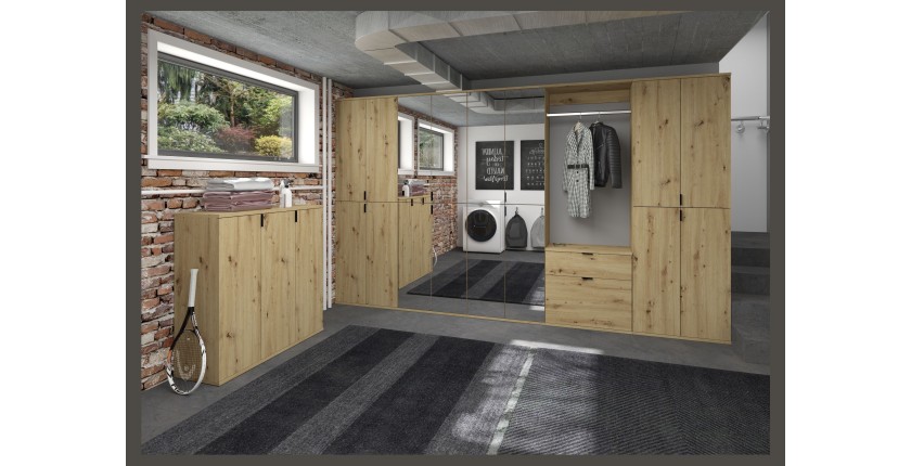 Meuble de rangement 2 tiroirs – Chêne clair – BODITE 