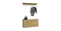 Meuble de rangement 4 tiroirs – Chêne clair – BODITE 
