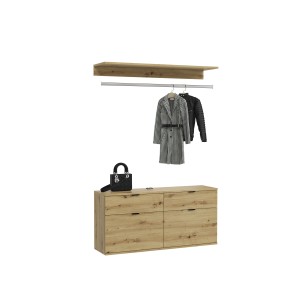Meuble de rangement 4 tiroirs – Chêne clair – BODITE 