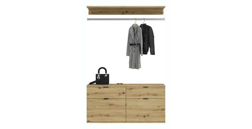Meuble de rangement 4 tiroirs – Chêne clair – BODITE 