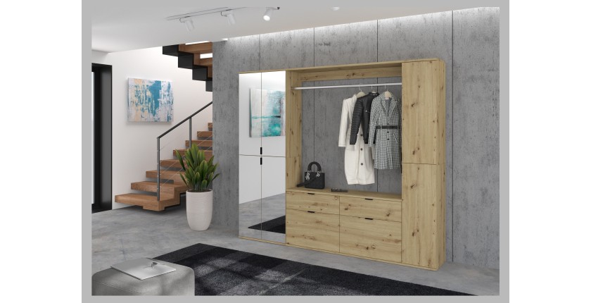 Meuble de rangement 4 tiroirs – Chêne clair – BODITE 