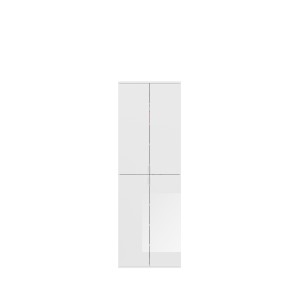 Armoire de rangement 6 portes, 4 tiroirs et 1 penderie – Blanc et chêne – BODITE 