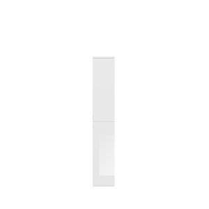 Armoire de rangement 6 portes, 4 tiroirs et 1 penderie – Blanc et chêne – BODITE 