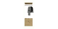 Armoire de rangement 10 portes, 4 miroirs, 2 tiroirs et une penderie – Blanc et chêne – BODITE 