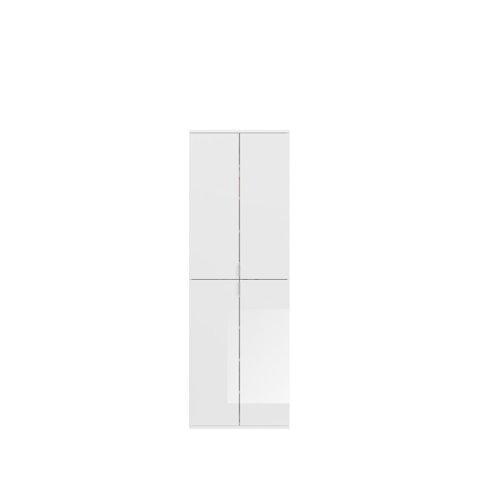 Armoire de rangement 10 portes, 4 miroirs, 2 tiroirs et une penderie – Blanc et chêne – BODITE 