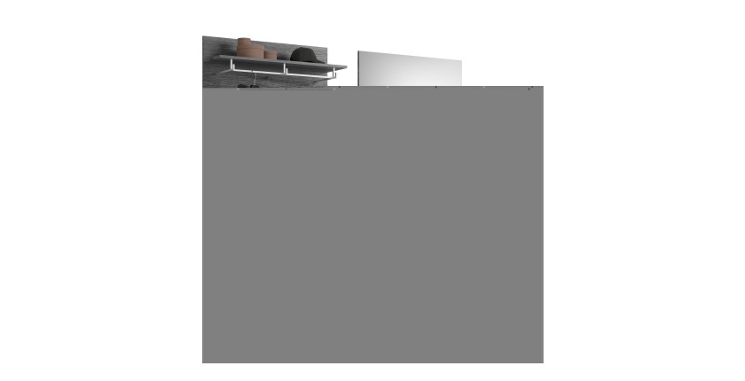 Armoire de rangement 10 portes, 4 miroirs, 2 tiroirs et une penderie – Blanc et chêne – BODITE 