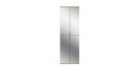 Armoire de rangement 8 portes, 4 miroirs, 4 tiroirs et une penderie – Blanc et chêne – BODITE 