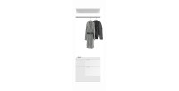 Armoire de rangement 8 portes, 4 miroirs, 2 tiroirs et une penderie – Blanc et chêne – BODITE 