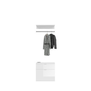 Armoire de rangement 8 portes, 4 miroirs, 2 tiroirs et une penderie – Blanc et chêne – BODITE 