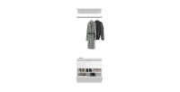 Armoire de rangement 8 portes, 4 miroirs, 2 tiroirs et une penderie – Blanc et chêne – BODITE 
