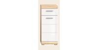 Armoire de salle de bain LEWOTO – 1 porte et 1 tiroir – Blanc et chêne clair 