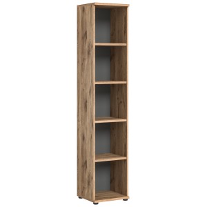 Bibliothèque colonne 5 niches – Chêne clair et gris foncé – SELMA 