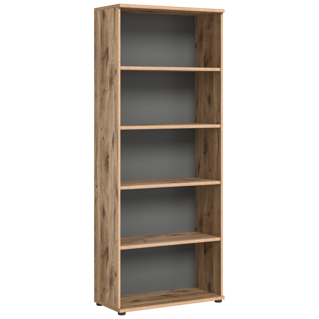 Bibliothèque 5 niches – Chêne clair et gris foncé – SELMA 