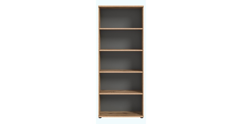 Bibliothèque 5 niches – Chêne clair et gris foncé – SELMA 