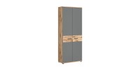 Armoire de rangement de bureau 2 portes – Gris anthracite et chêne clair – SELMA 