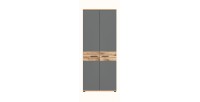 Armoire de rangement de bureau 2 portes – Gris anthracite et chêne clair – SELMA 