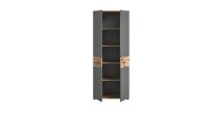 Armoire de rangement de bureau 2 portes – Gris anthracite et chêne clair – SELMA 