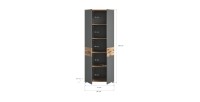 Armoire de rangement de bureau 2 portes – Gris anthracite et chêne clair – SELMA 