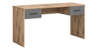 Bureau droit avec 2 tiroirs – Gris anthracite et chêne clair – SELMA 