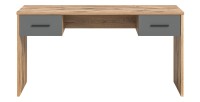 Bureau droit avec 2 tiroirs – Gris anthracite et chêne clair – SELMA 
