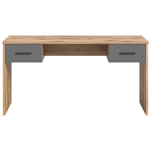 Bureau droit avec 2 tiroirs – Gris anthracite et chêne clair – SELMA 