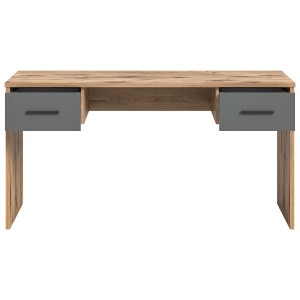 Bureau droit avec 2 tiroirs – Gris anthracite et chêne clair – SELMA 