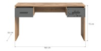 Bureau droit avec 2 tiroirs – Gris anthracite et chêne clair – SELMA 